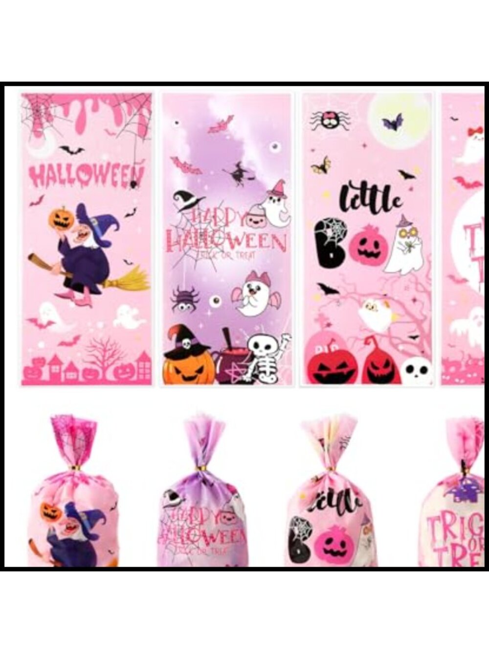 100pc Halloween Cellophane Candy Bags Twist Ties Party Favor Treat Bags